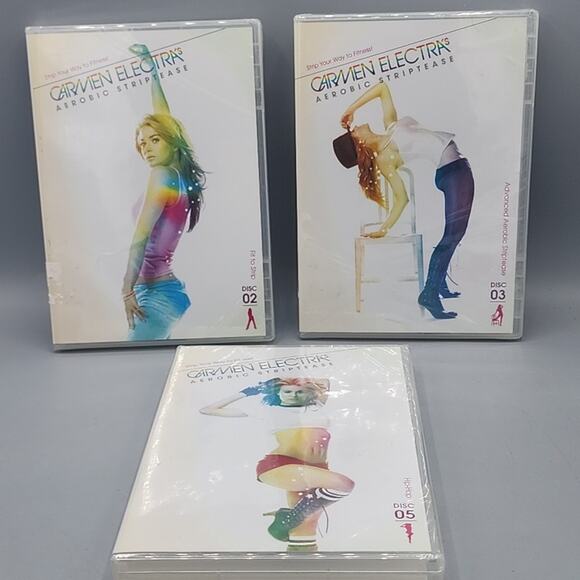Carmen Electra Aerobic Striptease Dance Workout Lot of 3 DVDs 2, 3, & 5 Sealed - Picture 1 of 12